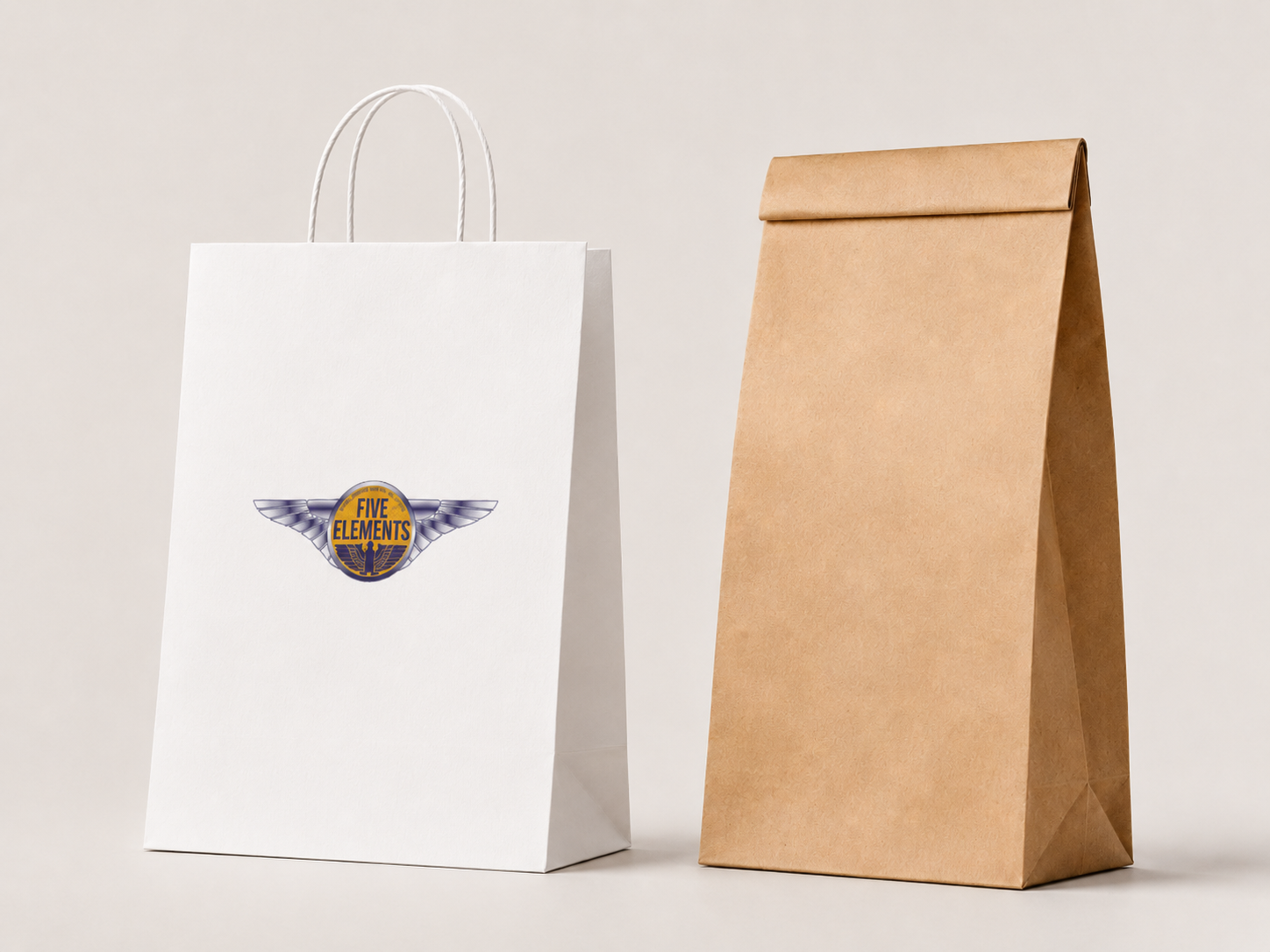 Five Elements branded paper bag range